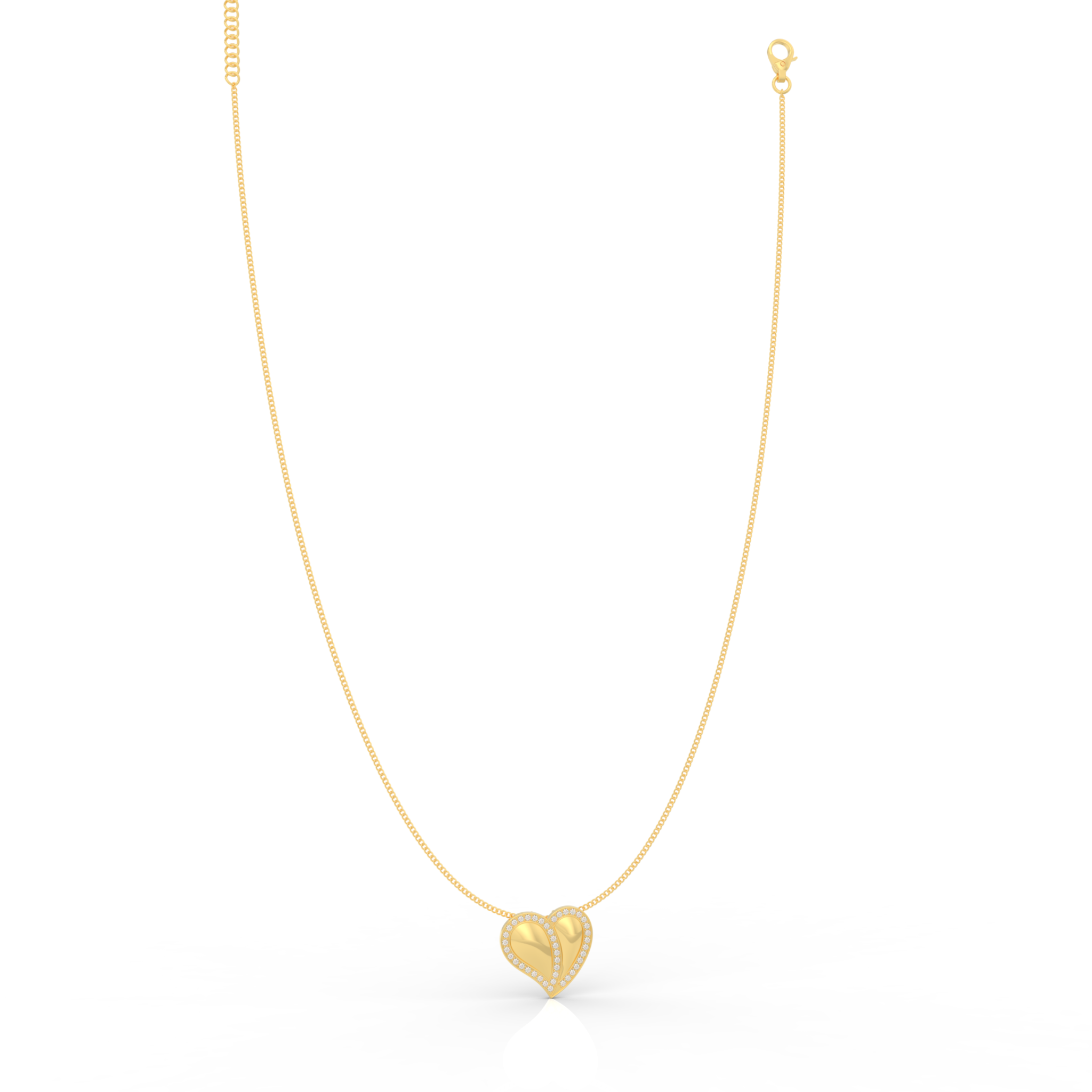 Cute Heart Shaped Pendant With Chain- Hallmarked 925 Sterling Silver